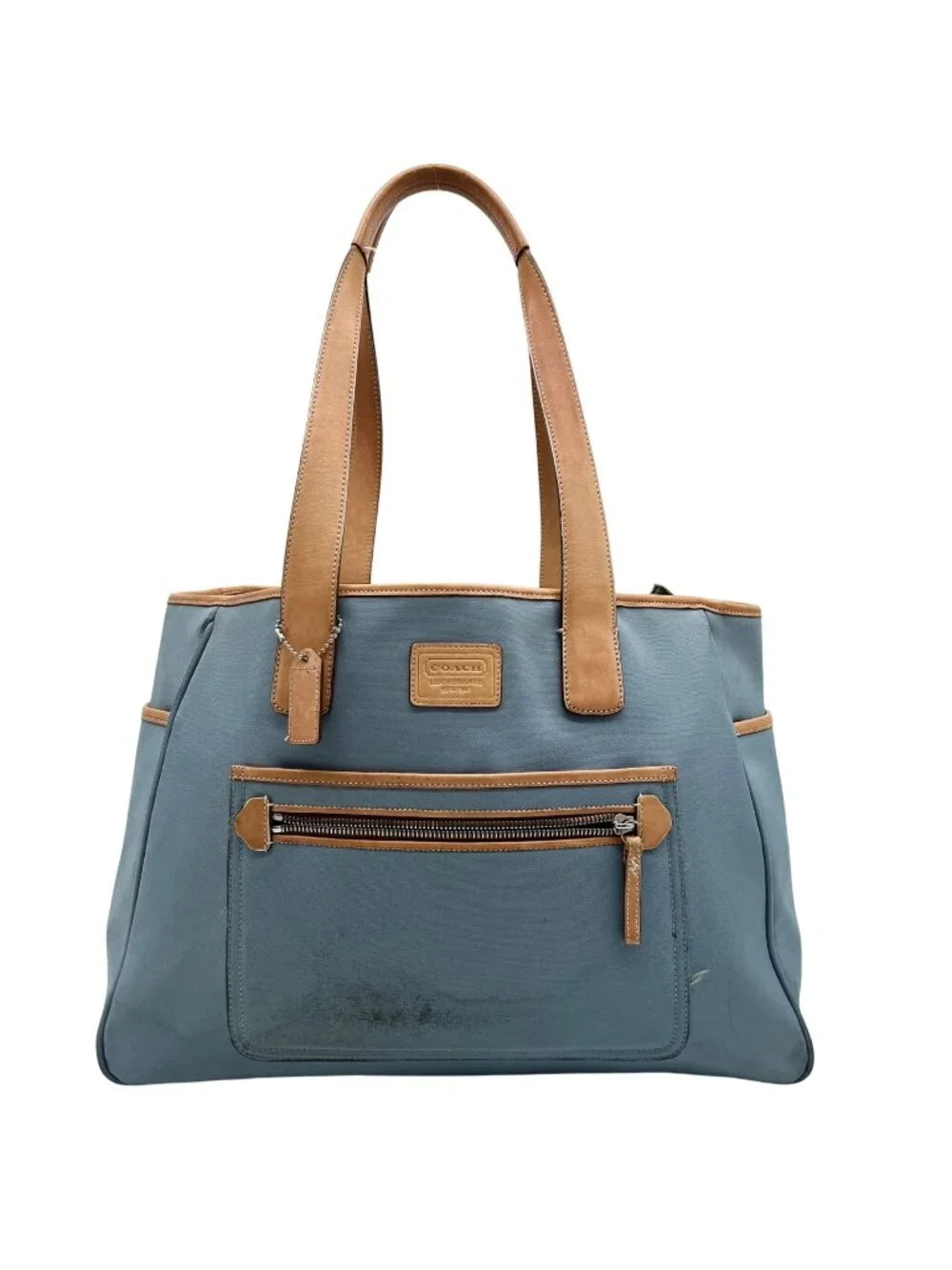 Coach Blue And Tan Fabric Diaper Bag 5975